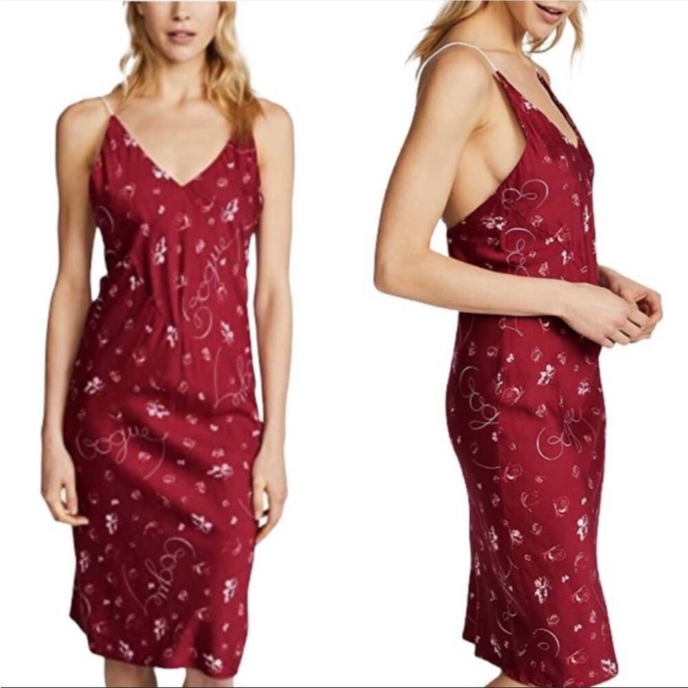 Splendid x 125 Vogue Red V-Neck Chemise Sleep Dress Women's Size Small